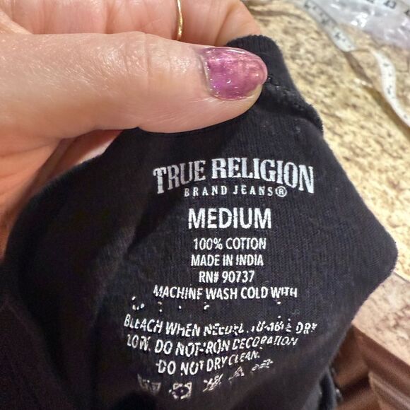 True Religion Black Tee with Gold Accents - Picture 6 of 8